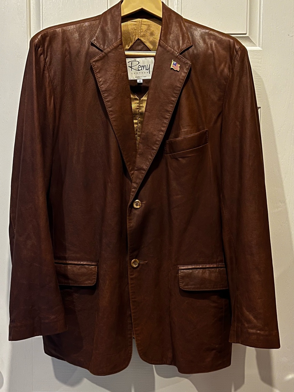 Men's Brown Leather Blazer